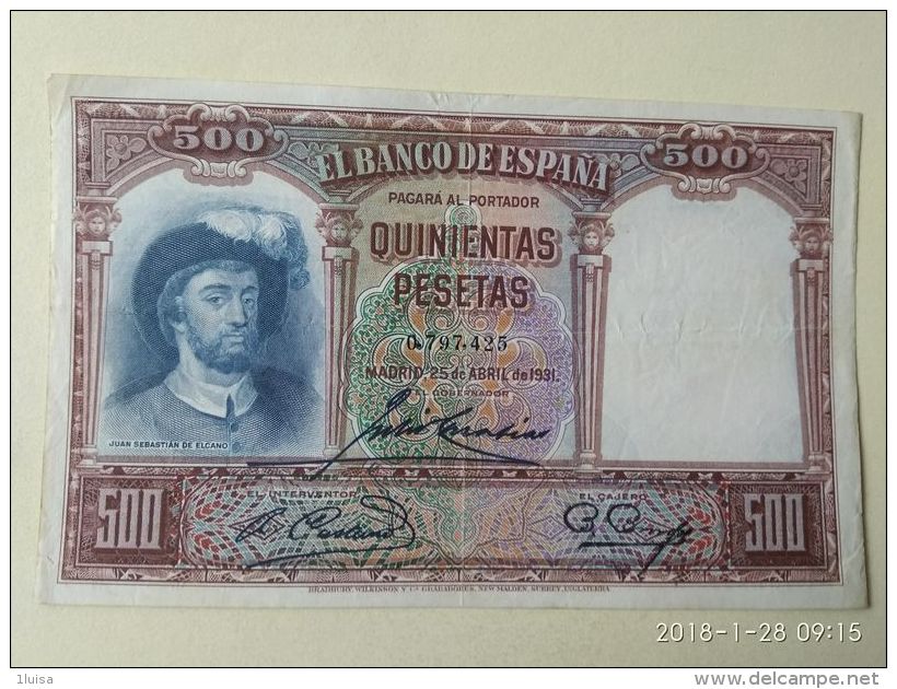 500 Pesetas 1931 - 500 Pesetas