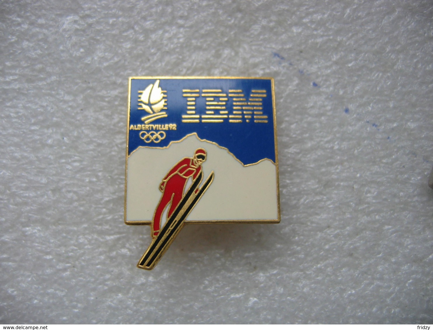 Pin's IBM, Sponsor Des JO D'Albertville En 92 Dans La Discipline Du Ski - Informatique