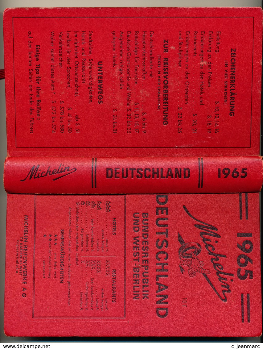 GUIDE MICHELIN 1965 ALLEMAGNE DEUTSCHLAND  CARTE RÉPONSE ET MARQUE PAGE - Allemagne (général)