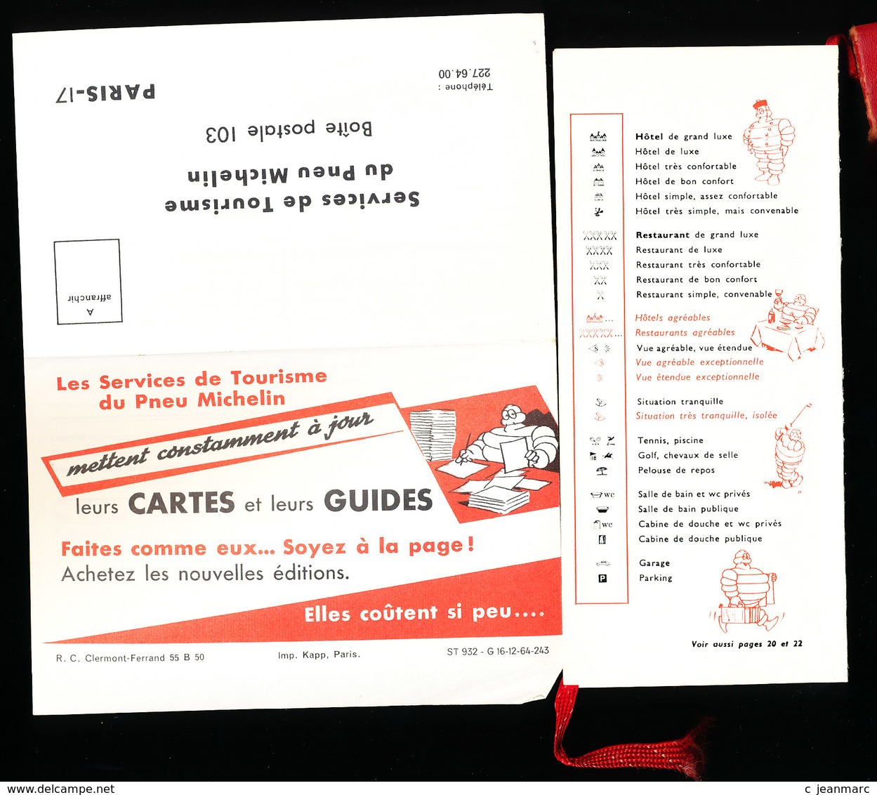 GUIDE MICHELIN 1965 ALLEMAGNE DEUTSCHLAND  CARTE RÉPONSE ET MARQUE PAGE - Allemagne (général)