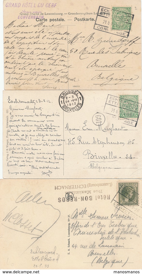 019//26 - LUXEMBOURG -  Petit Ensemble De 6 Cartes-Vues Cachets AMBULANT Ou CONVOYAGE 1902 / 1933 - 1926-39 Charlotte Right-hand Side