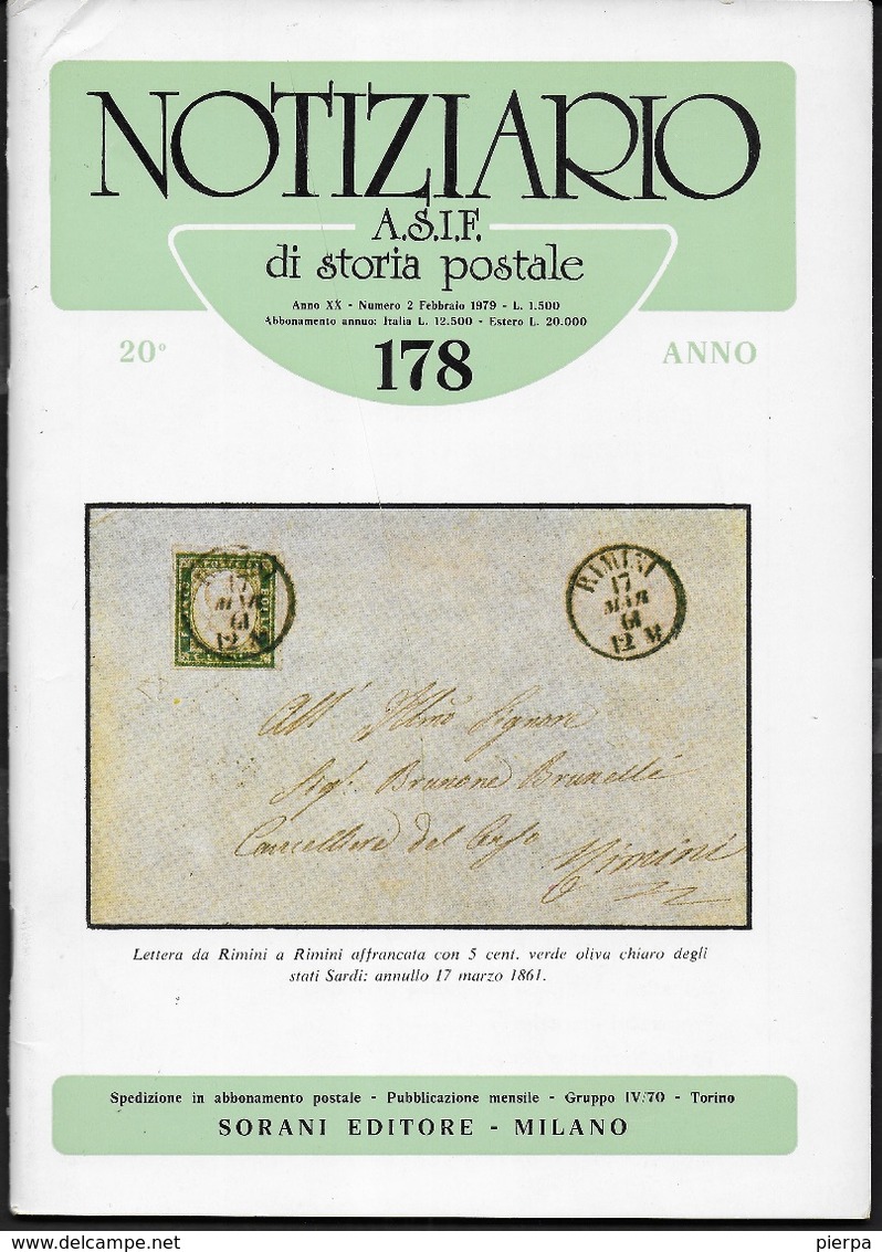 NOTIZIARIO A.S.I.F. DI STORIA POSTALE # 178 - FEBBRAIO 1979 - Italienisch