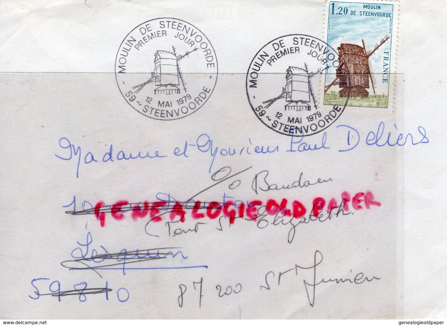 59 - ENVELOPPE MOULIN DE STEENVOORDE - 12 MAI 1979- MOLEN- MOULIN A VENT- - 1970-1979