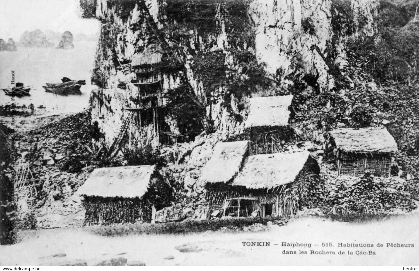 TONKIN - Haiphong - Habitations De Pêcheurs Dans Les Rochers De La Cac-Ba - Viêt-Nam