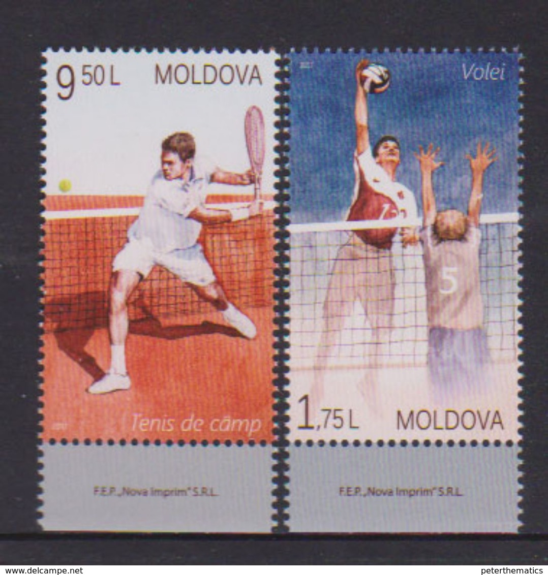MOLDOVA , 2017, MNH, SPORTS, TENNIS, VOLLEYBALL, 2v - Tenis