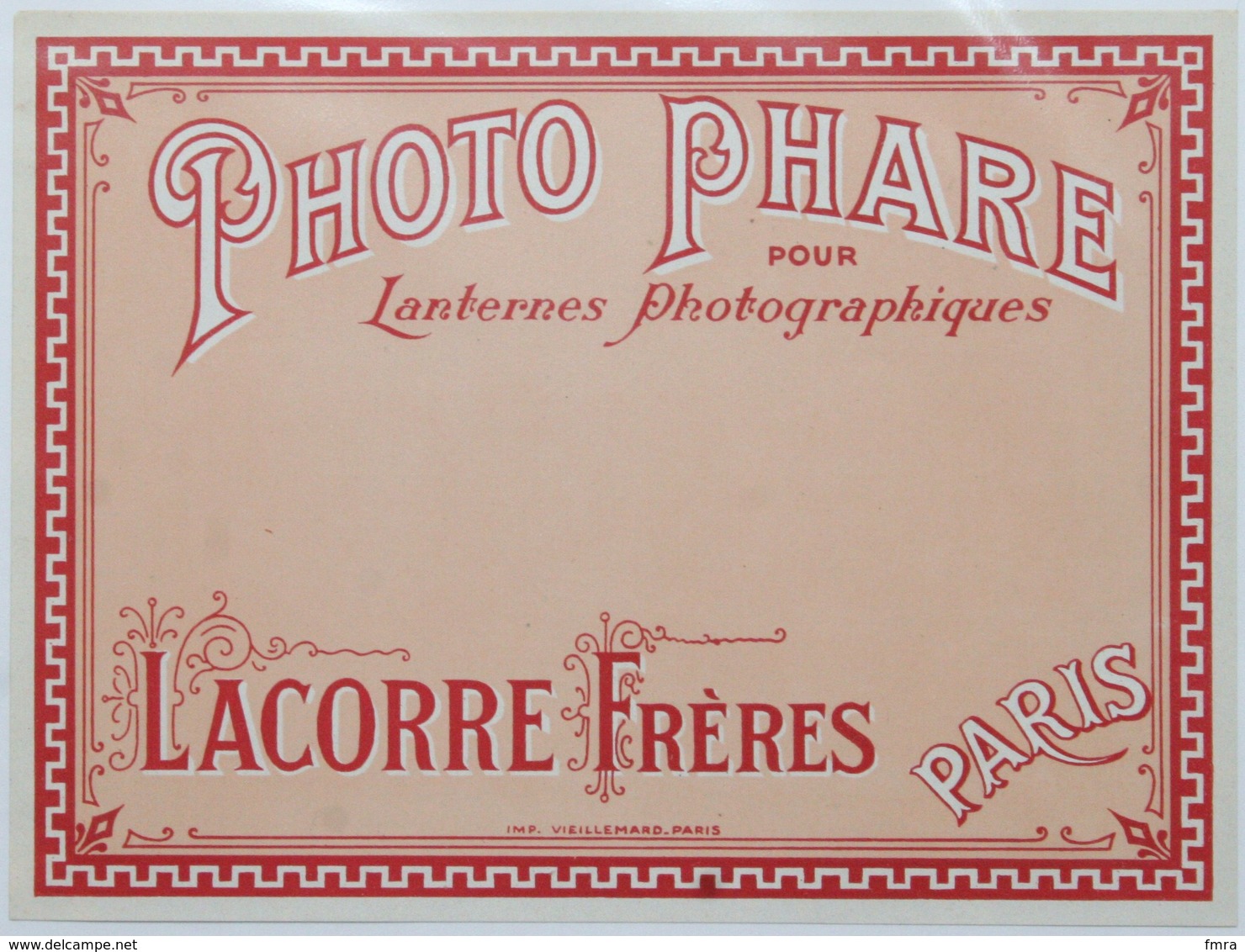 Etiquette PHOTO PHARE Pour Lanternes Photographiques LACORRE Frères Paris  TB/F23 - Reclame