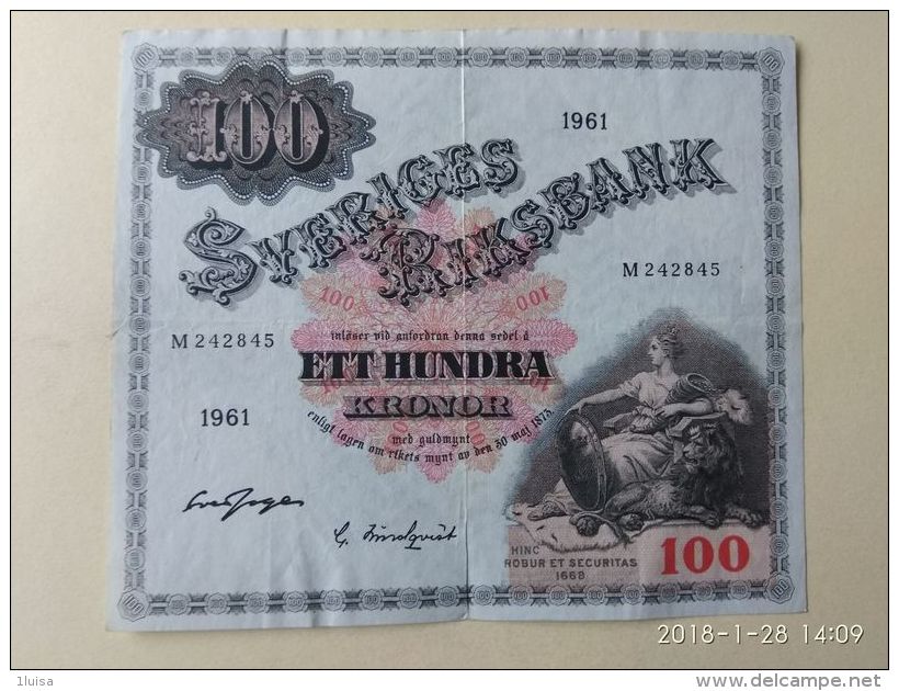 100 Kronor 1961 - Svezia