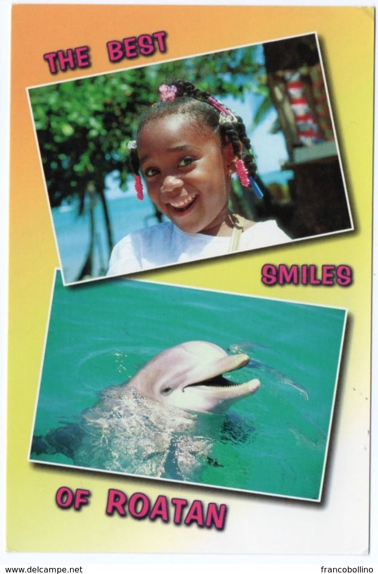 HONDURAS - THE BEST SMILES OF ROATAN / CHILDREN /DOLPHIN / THEMATIC OVERPRINT STAMP - RED CROSS - Honduras