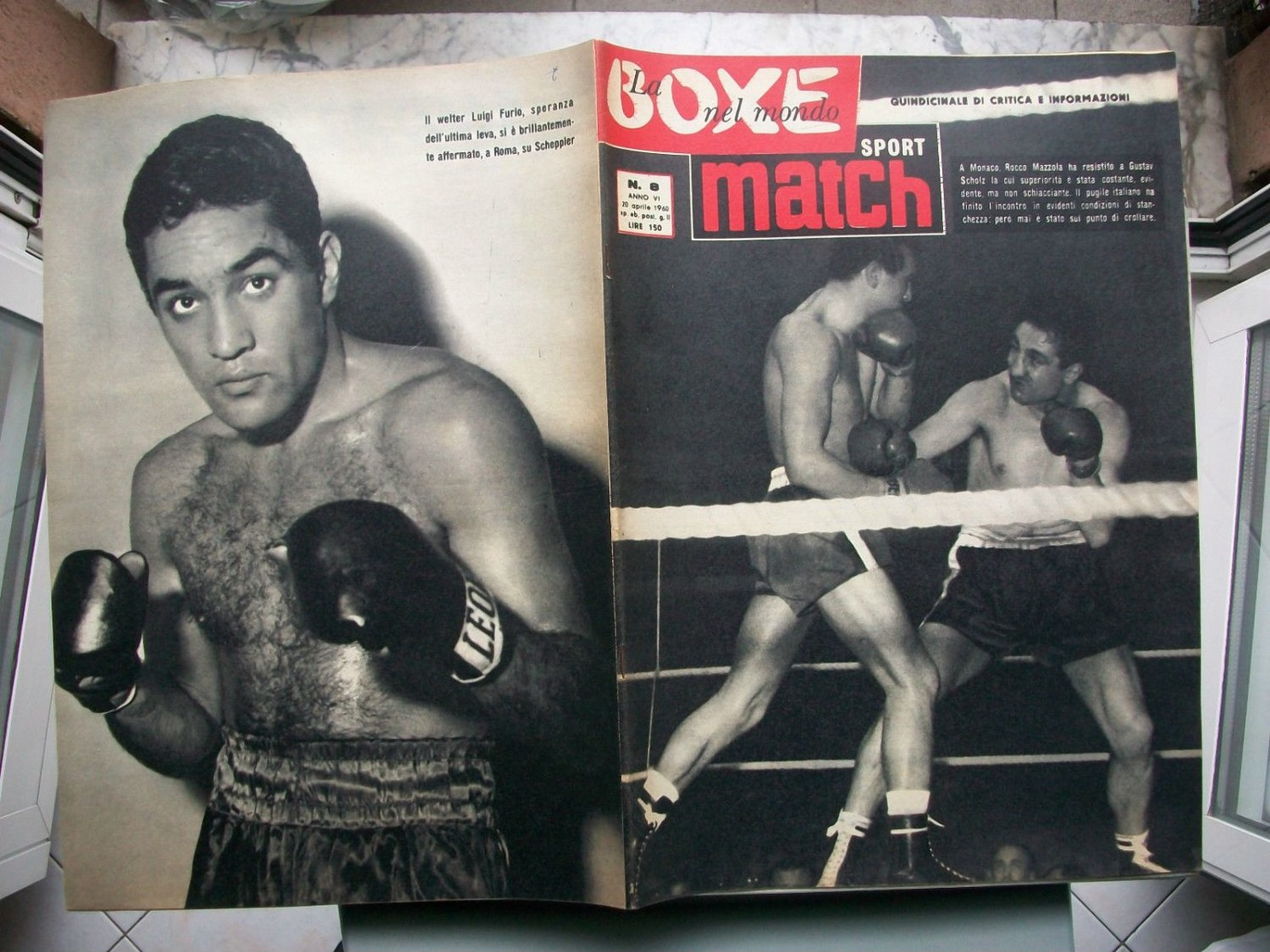 LA BOXE NEL MONDO = SPORT MATCH = N° 8 DEL 1960 = MAZZOLA-SCHOLZ = PAGINE 38 - Sport