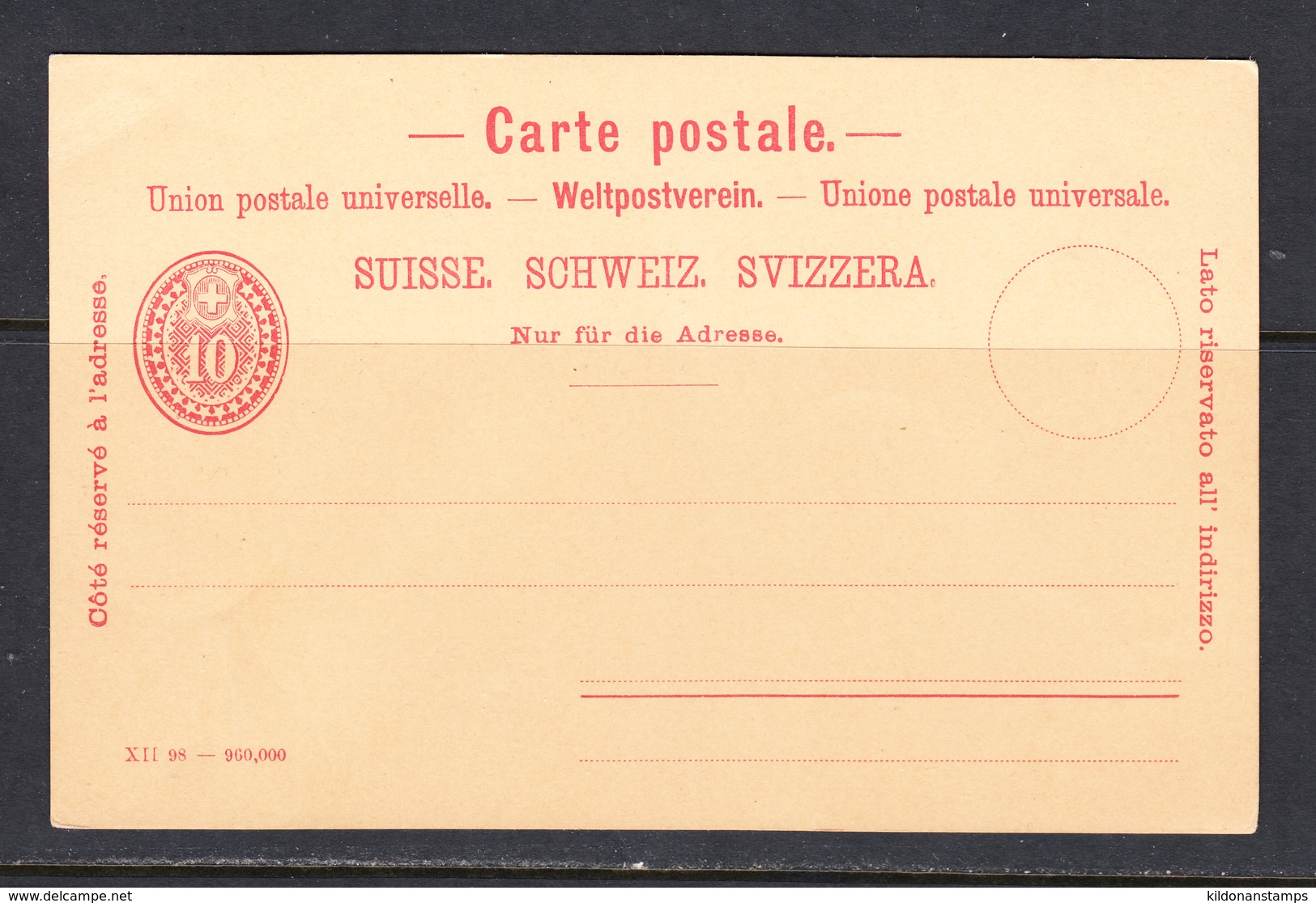 Switzerland 1898 Postal Stationary - Stamped Stationery