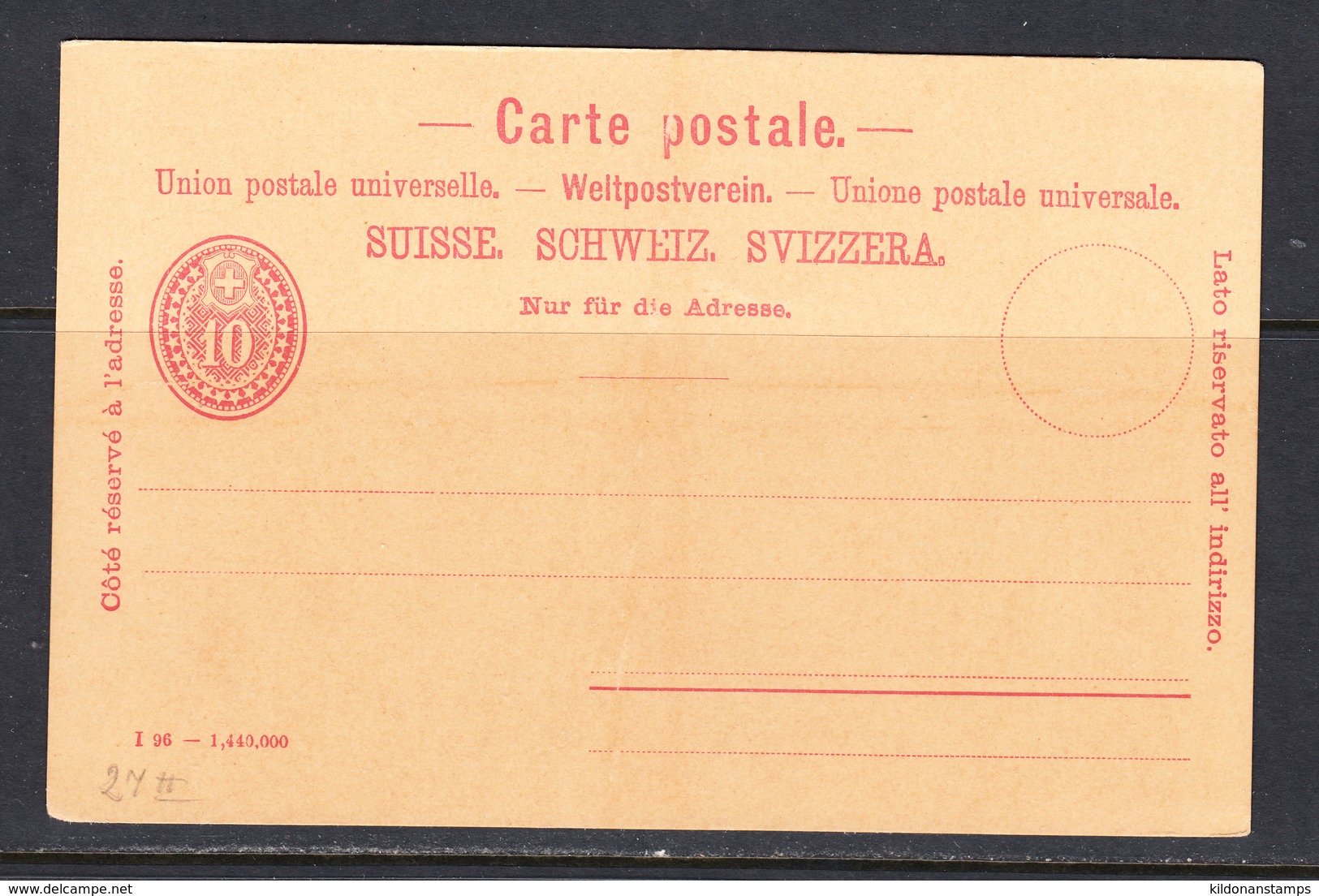 Switzerland 1896 Postal Stationary - Stamped Stationery