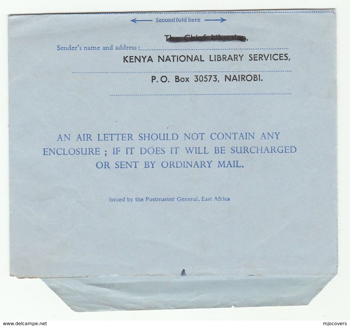 1970s KENYA  Aerogramme  KENYA NATIONAL LIBRARY SERVICES , Illus CHEETAH , Uganda Kenya Tanzania Stamp - Kenya, Uganda & Tanzania