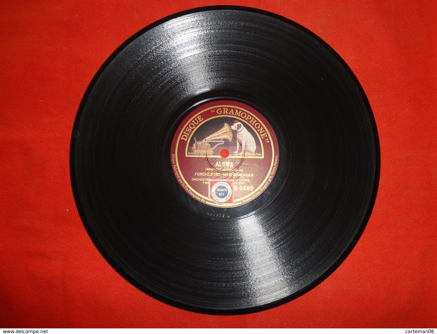 78 T - Disque Gramophone K-5489 - Aloma - Orchestre Hilo Hawaiian - Hawaiian Nights - 78 T - Disques Pour Gramophone