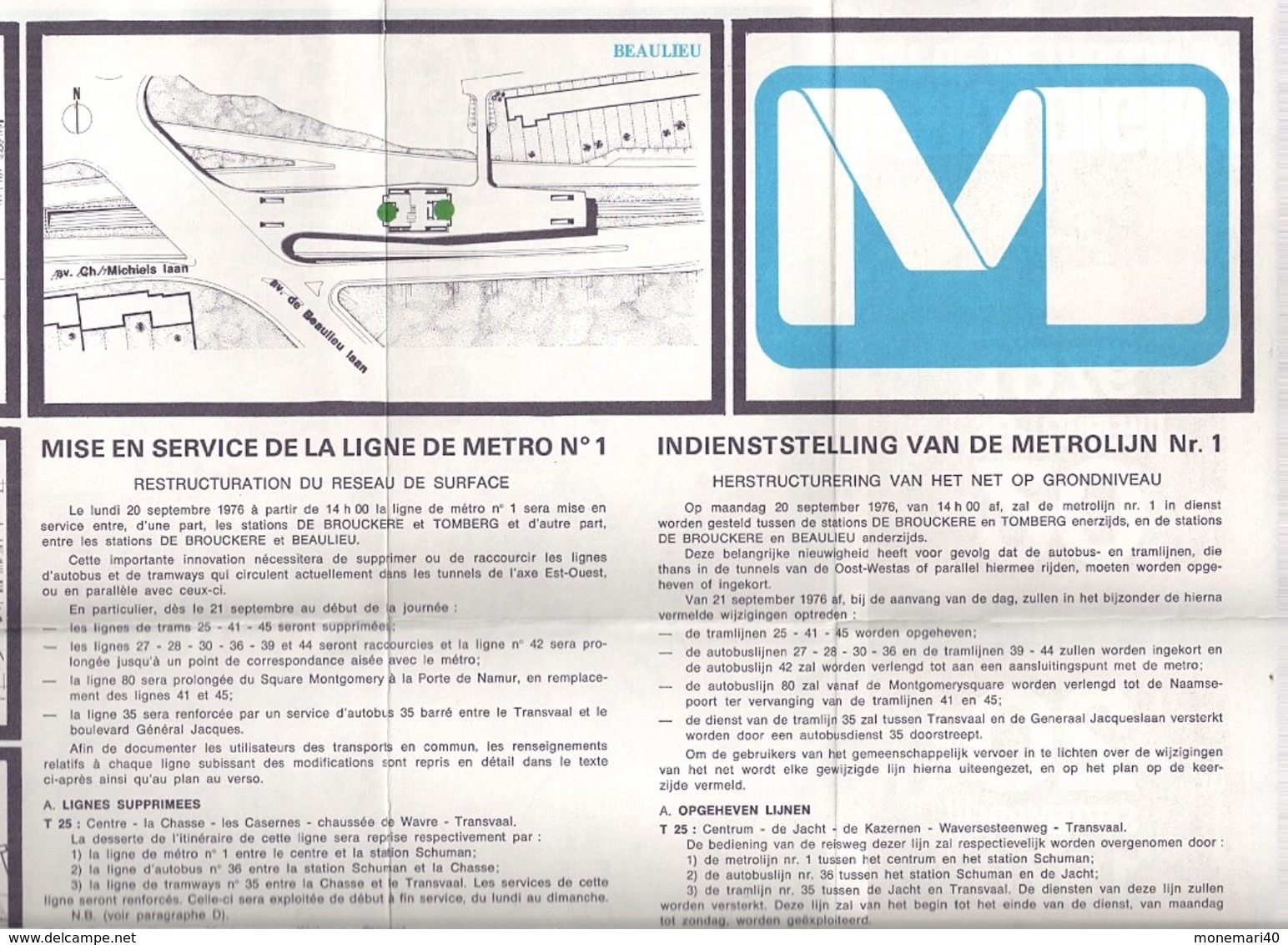 Metro De Bruxelles - Inauguration De La Ligne N* 1 Et Restructuration Du Réseau De Surface. - Europe