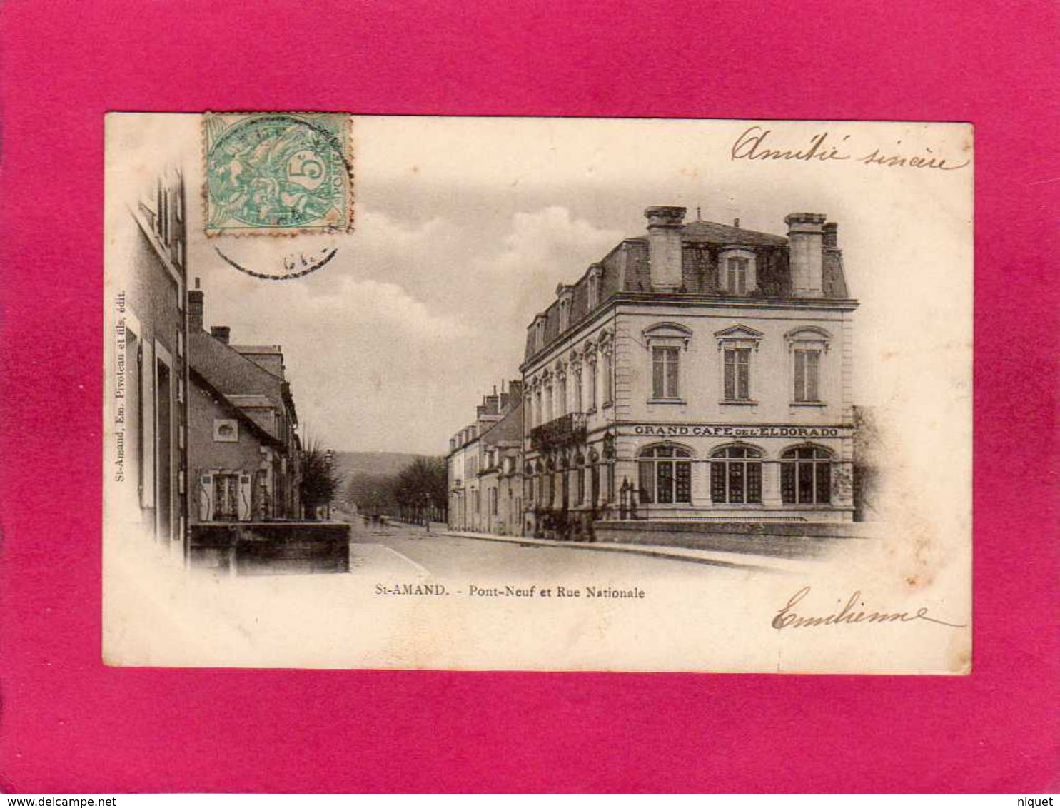 18 Cher, Saint-Amand, Pont-Neuf Et Rue Nationale, 1904, (Pivoteau) - Saint-Amand-Montrond