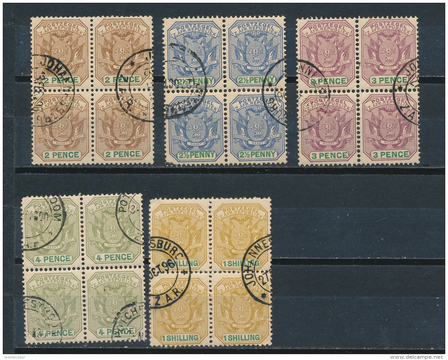 Transvaal 1896 4 Blocks Mi: 50-53+55 (Gebr/used/obl/o)(3171) - Transvaal (1870-1909)