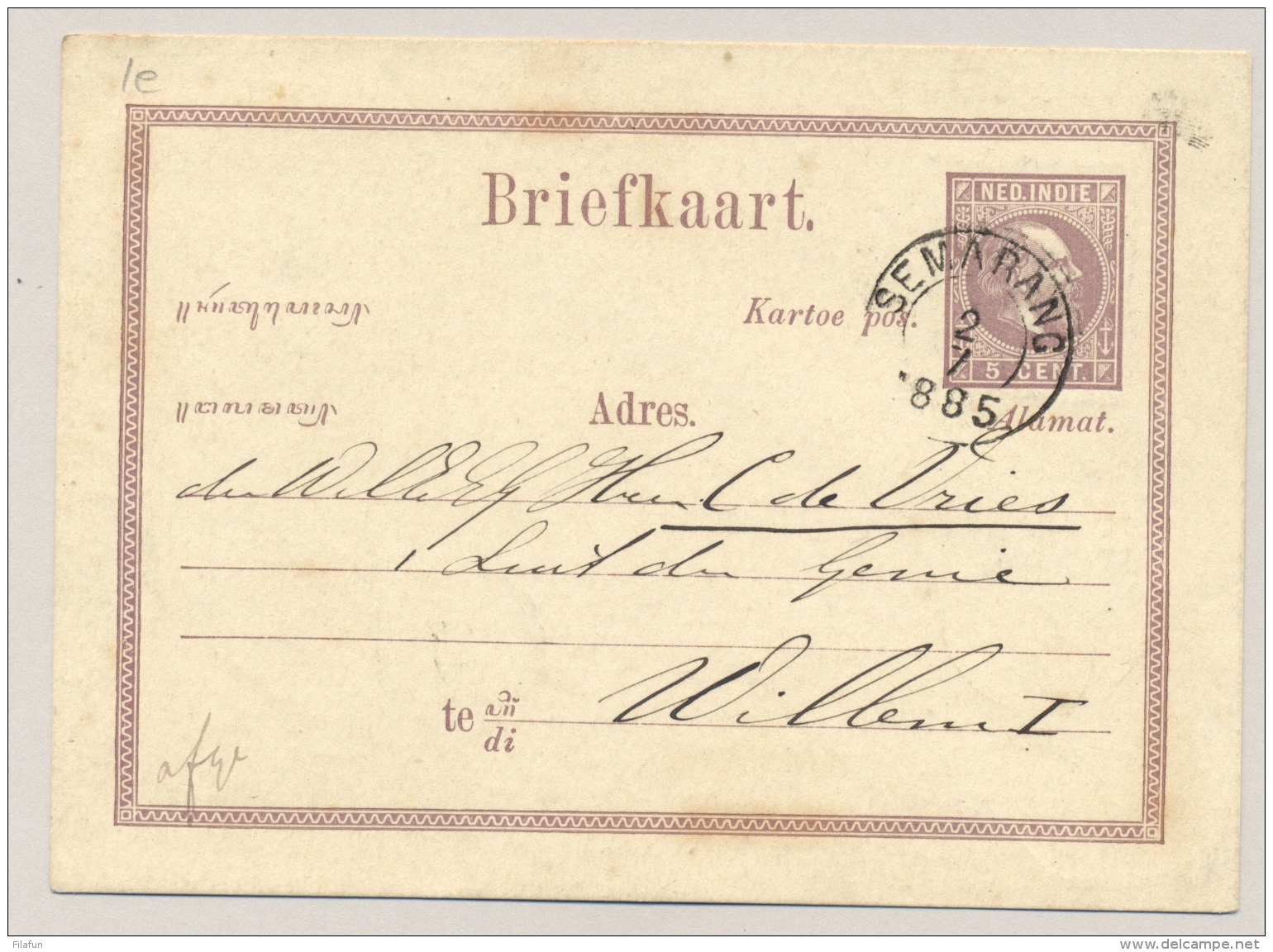 Nederlands Indië - 3x 5 Cent Willem III, Briefkaart G1 Gebruikt Met Kleinrond Stempels - Nederlands-Indië