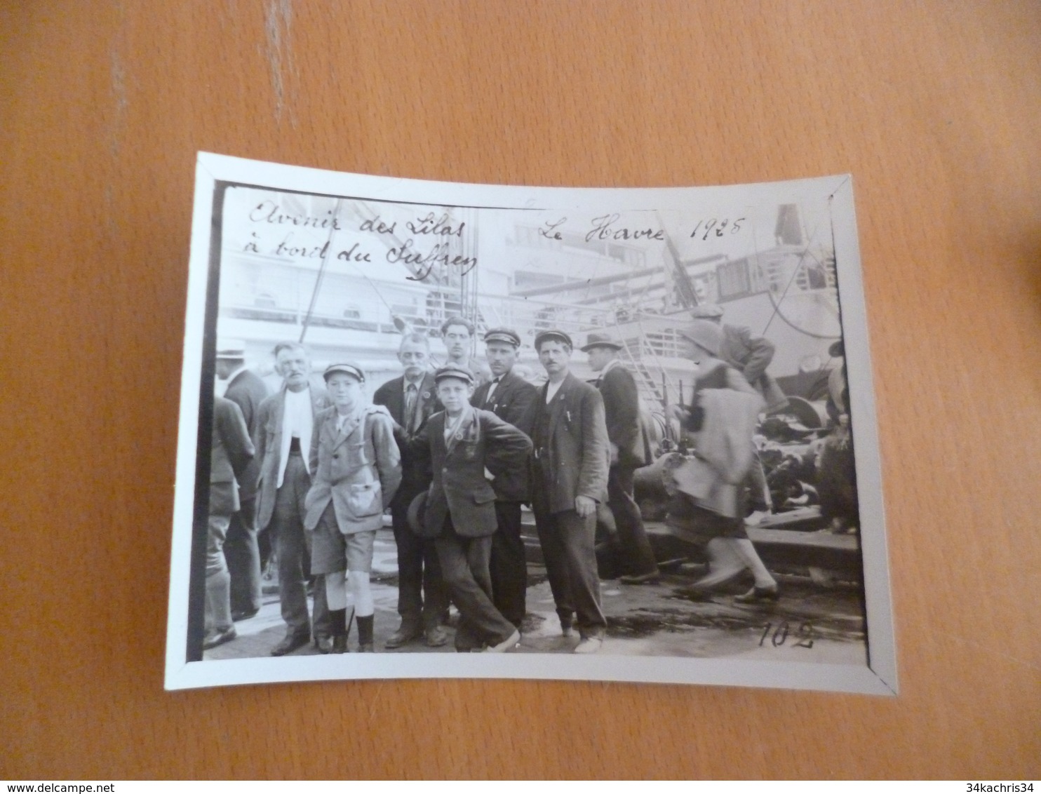 Photo 93 Les Lilas Groupe Folklorique Avenir Des Lilas Sur Le Suffren Au Havre 12 X 9cm 1925 1 Trou Punaise - Album & Collezioni