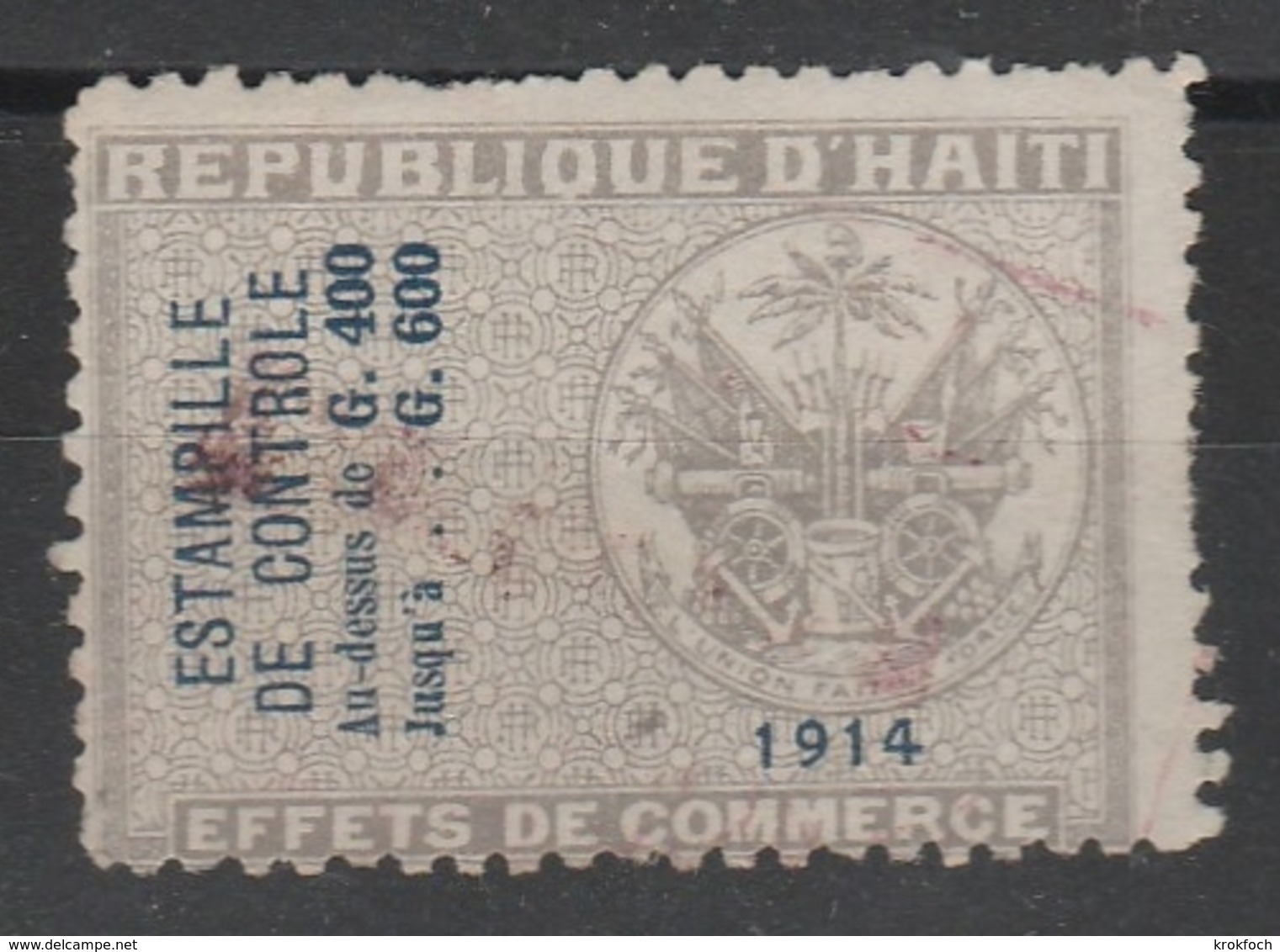 Fiscal Haïti 1914 - Effets De Commerce Surchargé Estampille - Fiscaux - Haïti