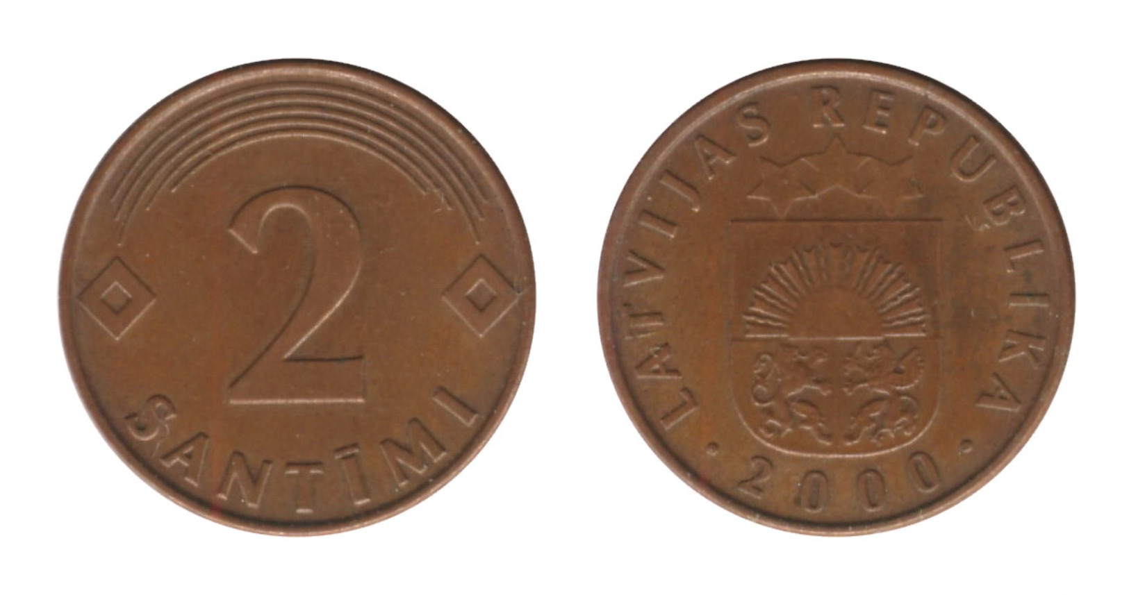 Latvia / 2000 / 2 Santimi / KM: 21 / XF - Lettonie