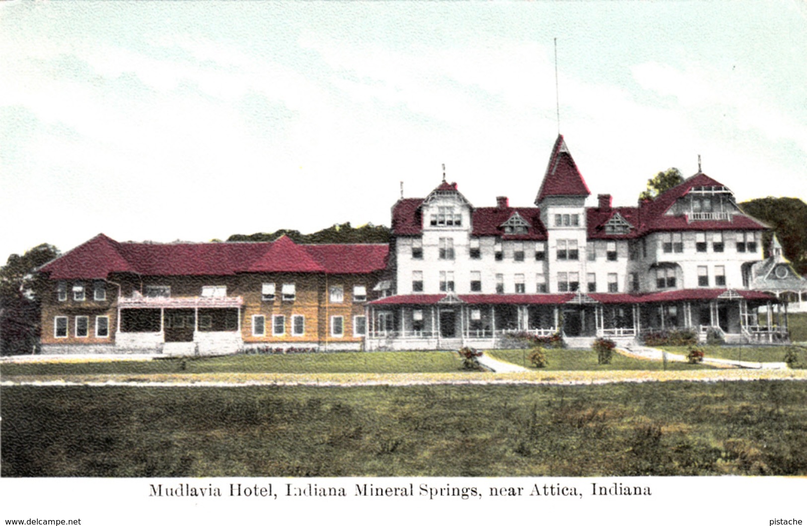 Vintage 1905-1910 Postcard - Attica Indiana Mineral Springs - Mudlavia Hotel - 2 Scans - Other & Unclassified