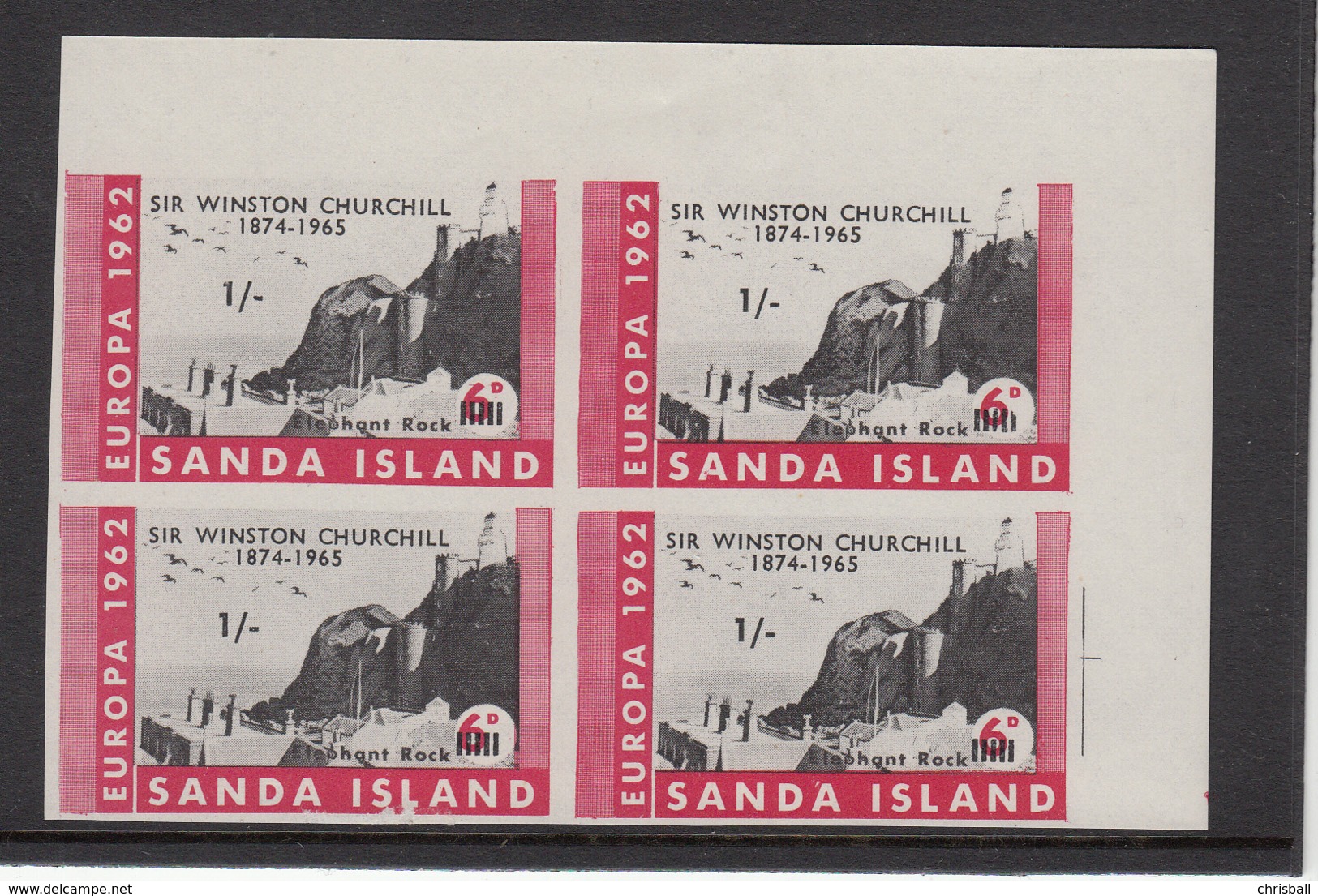 Sanda Europa 1962 Imperf Strip 3, Winston Churchill Overprints. - Unmounted Mint - Local Issues