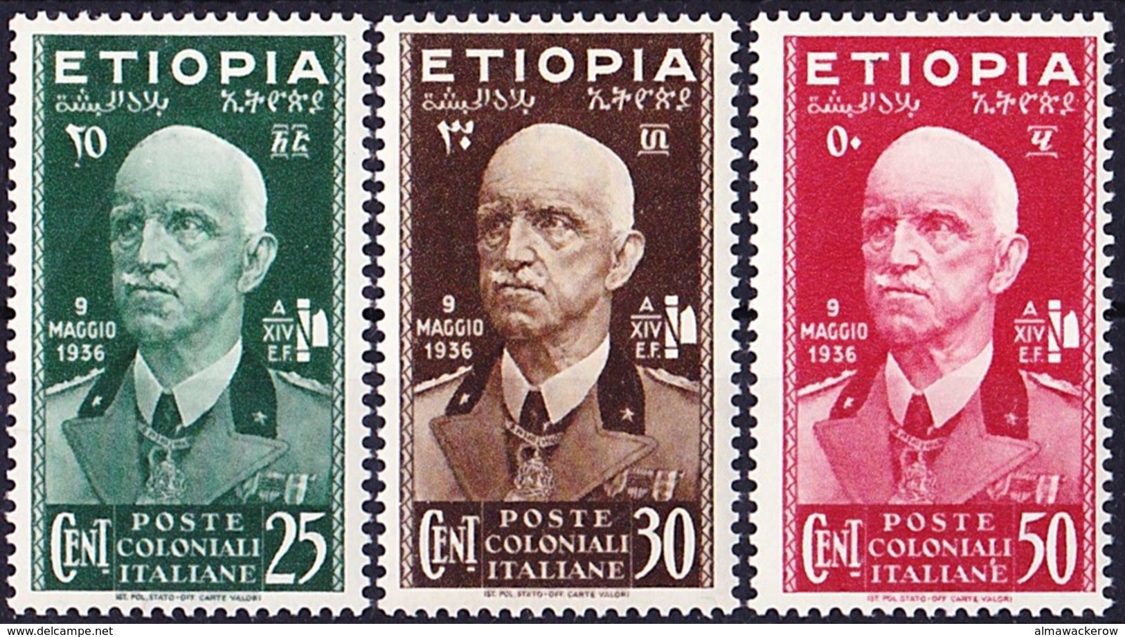 2017-0144 Etiopia 1936 Mi 3-5 MH * - Ethiopia