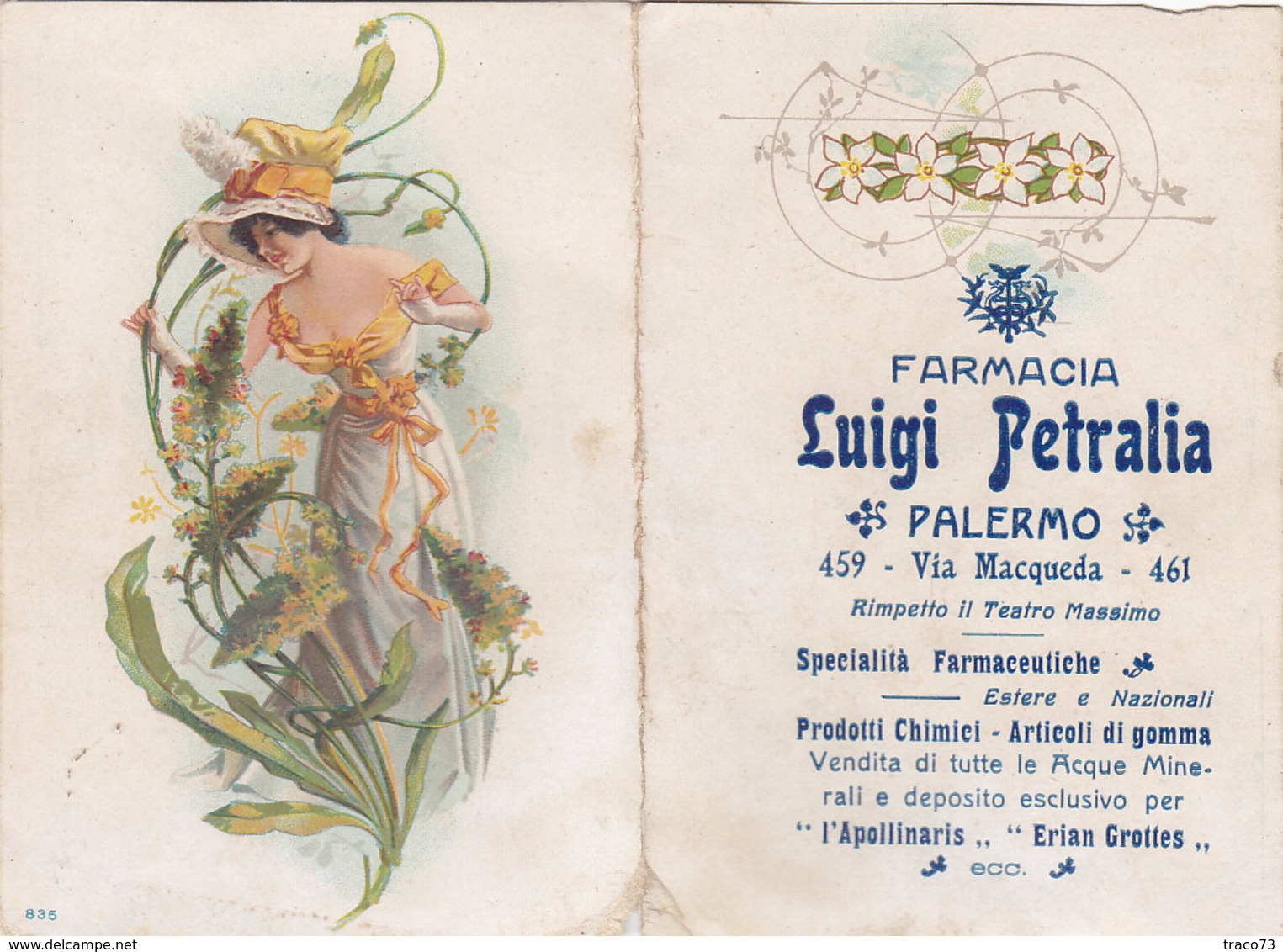 PALERMO 1908 - Calendario Pubblicitario /  Farmacia Luigi PETRALIA  Via Macqueda Rimpetto Il Teatro Massimo - Formato Piccolo : 1901-20