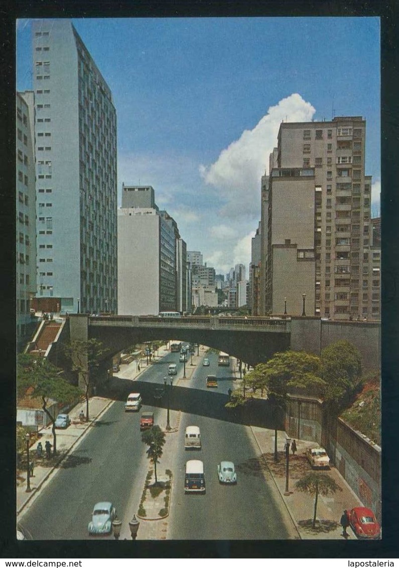 Brasil. SP - Sâo Paulo. *Trecho Da Avenida 9 De Julho* Circulada 1966. - São Paulo