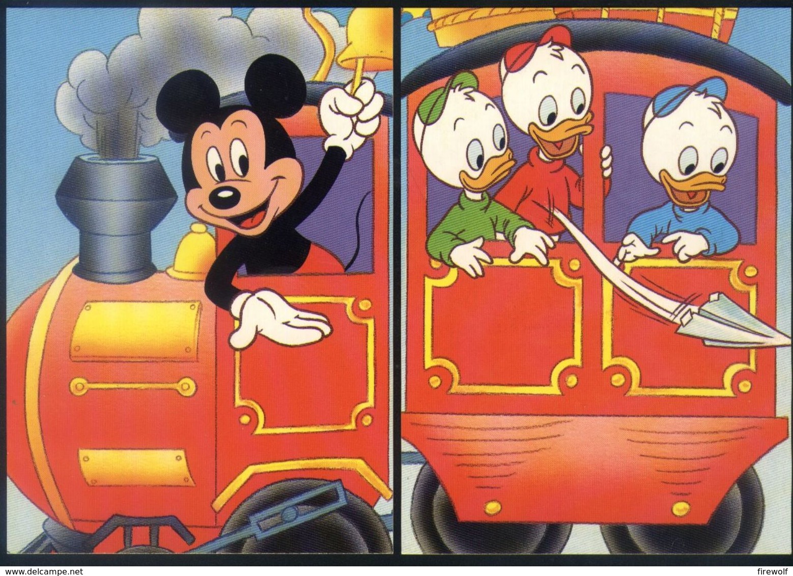 Z06 - Train With Mickey Mouse And Huey, Dewey, And Louie - 2 Unused Cards - Sonstige & Ohne Zuordnung