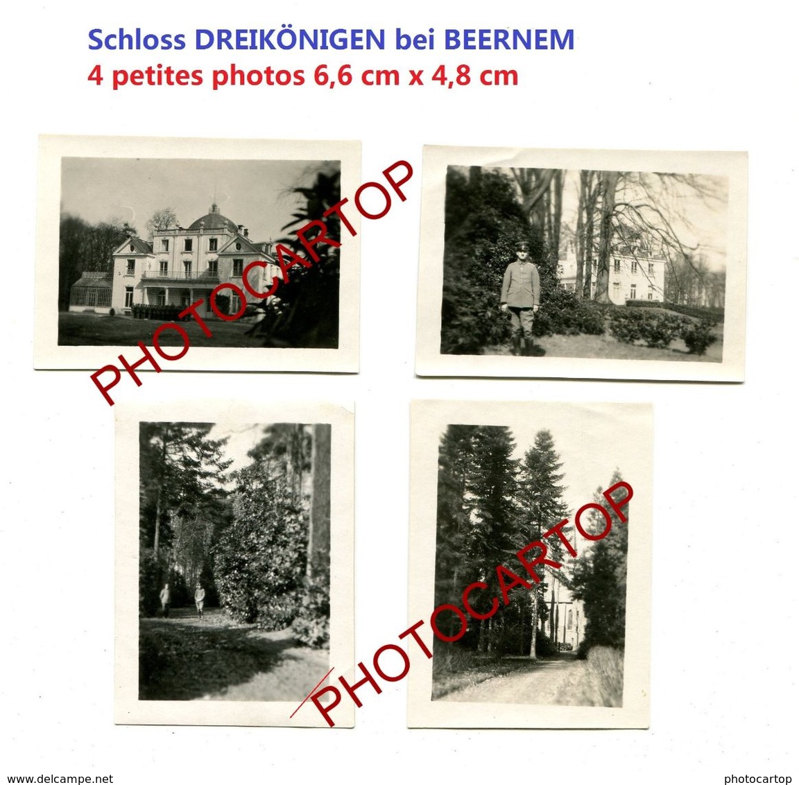 Schloss DREIKÖNIGE-Env. BEERNEM-4x Petites PHOTOS Allemandes-Inf. Regt.182-GUERRE 14-18-1 WK-Militaria-Belgien- - Beernem