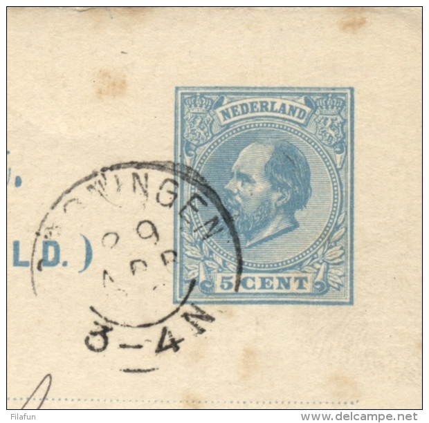 Nederland - 1882 - 5 Cent Willem III, Vraag Briefkaart G20V Echt Gebruikt Van Groningen Naar Brandenburg - Postal Stationery