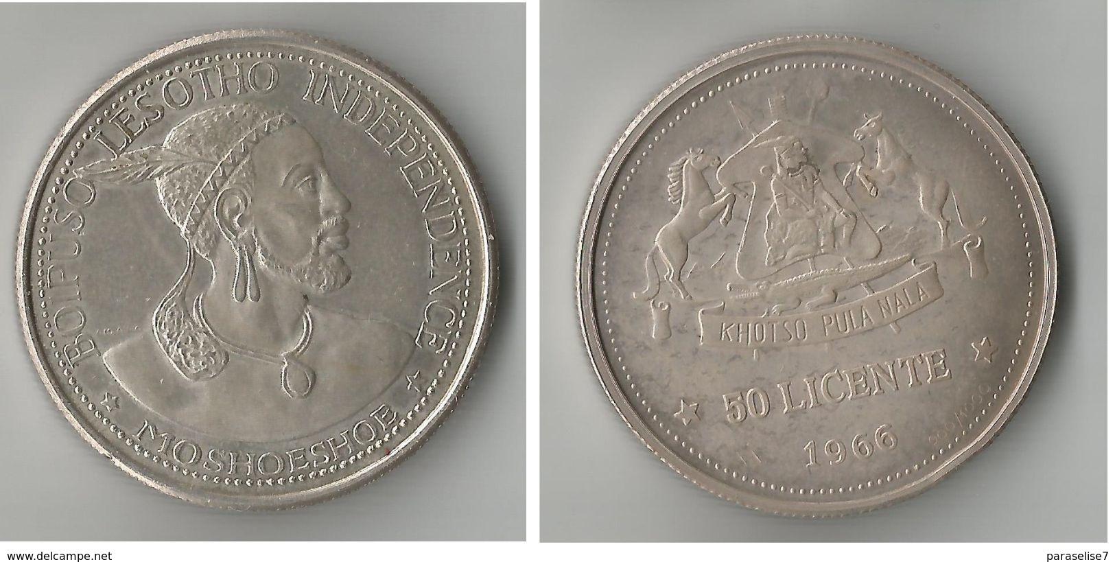 LESOTHO  50 LICENTE 1966 ARGENT - Lesotho