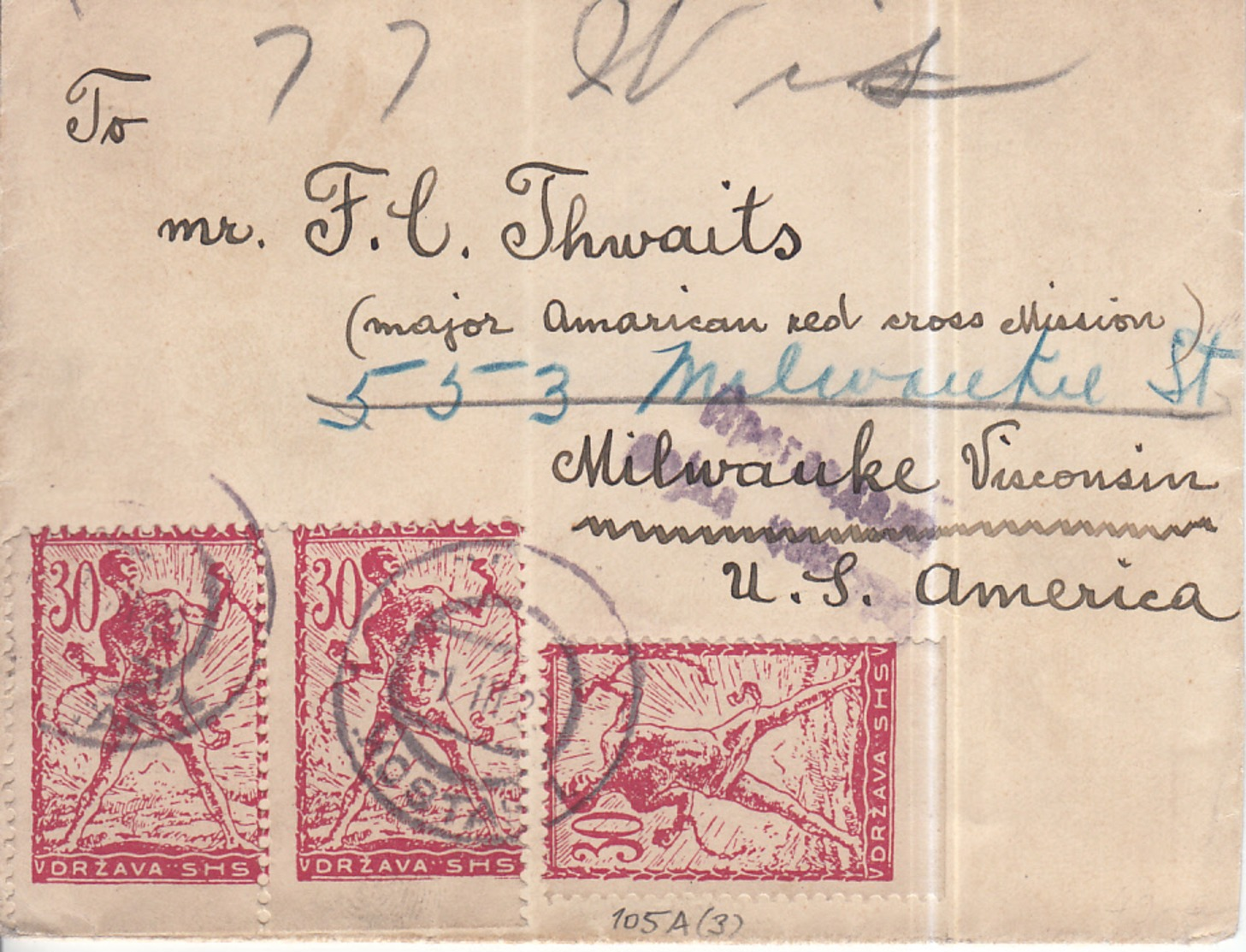 Yugoslavia 1919 Mostar Censored Cover To USA; Franked With Chainbreakers, Bottom Imperforated - Briefe U. Dokumente
