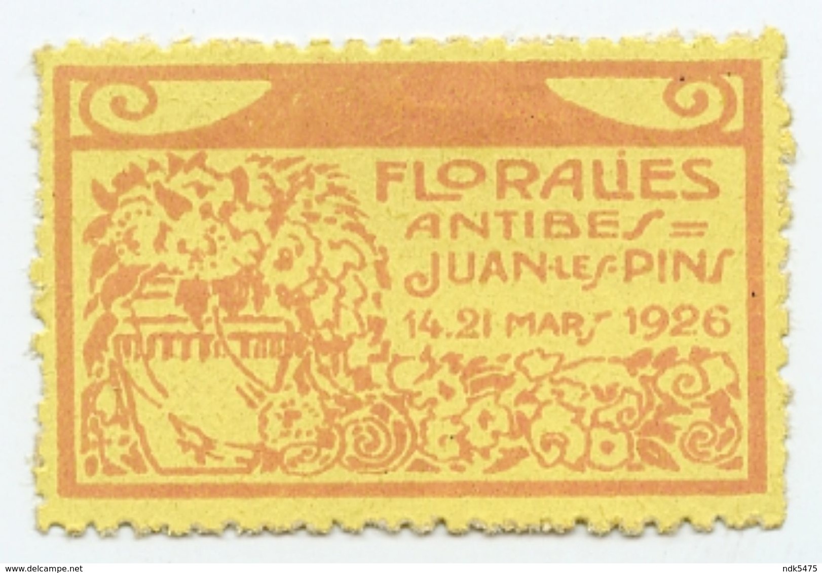 CINDERELLA : FRANCE - JUAN LES PINS, ANTIBES, 1926 - FLORALIES - Vignetten (Erinnophilie)