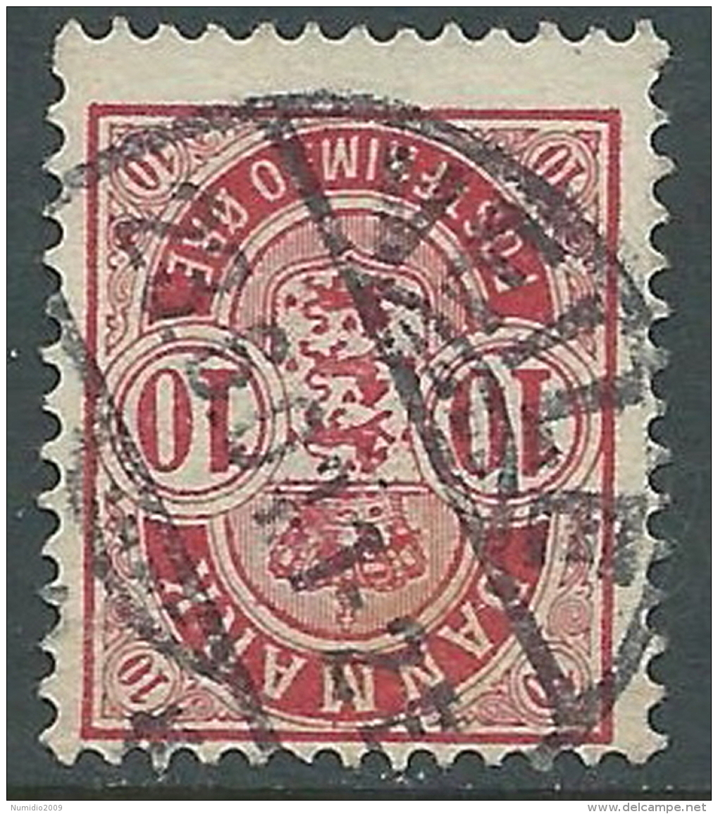 1895 DANIMARCA USATO CIFRA E STEMMA 10 ORE - R50-6 - Gebraucht