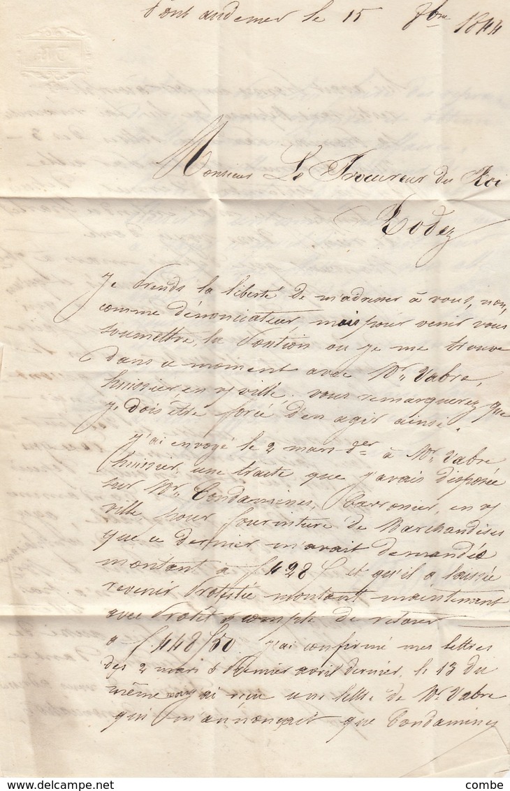 LETTRE 1844 EN PP PONT-AUDEMER TAXE 6 - 1801-1848: Vorläufer XIX