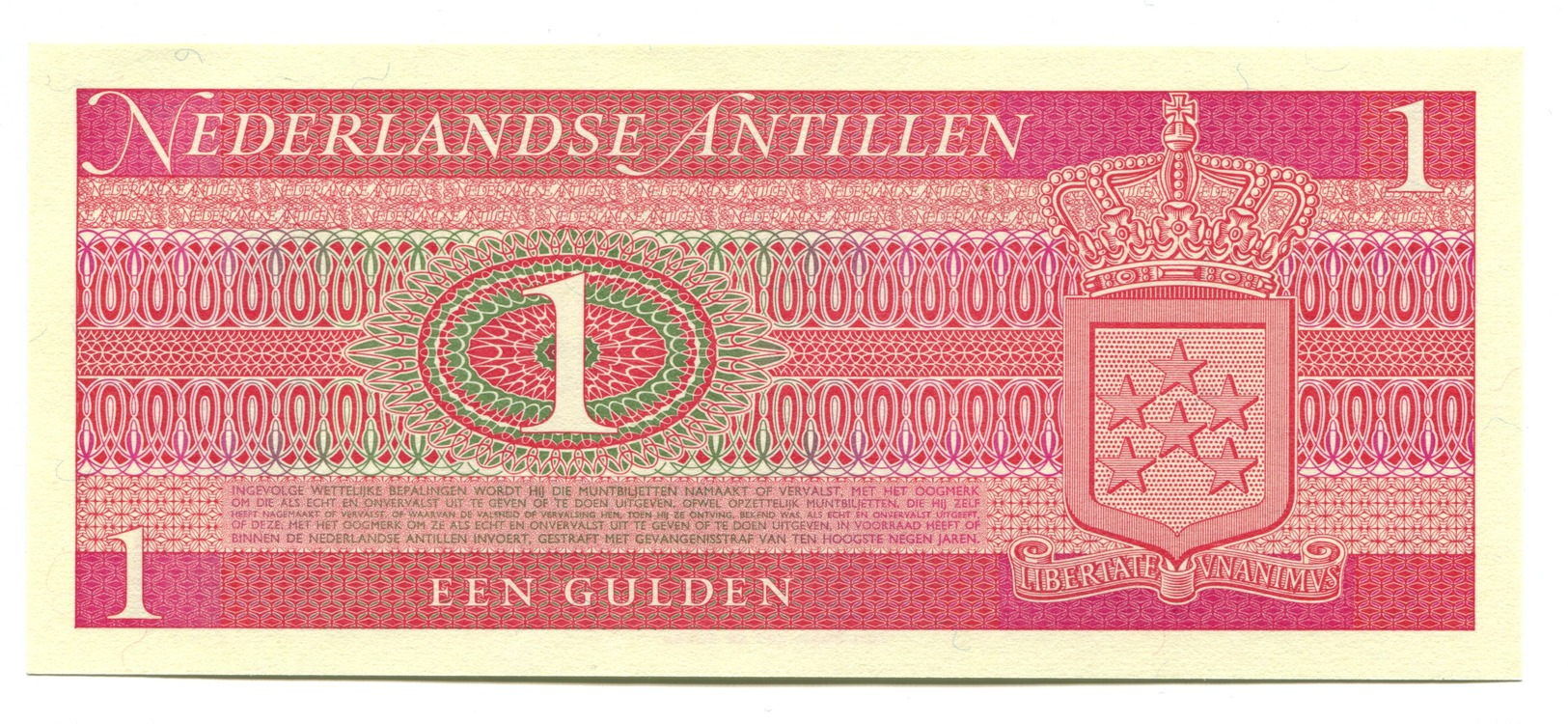 1970 Netherlands Antilles UNC 1 Gulden Banknote - East Carribeans