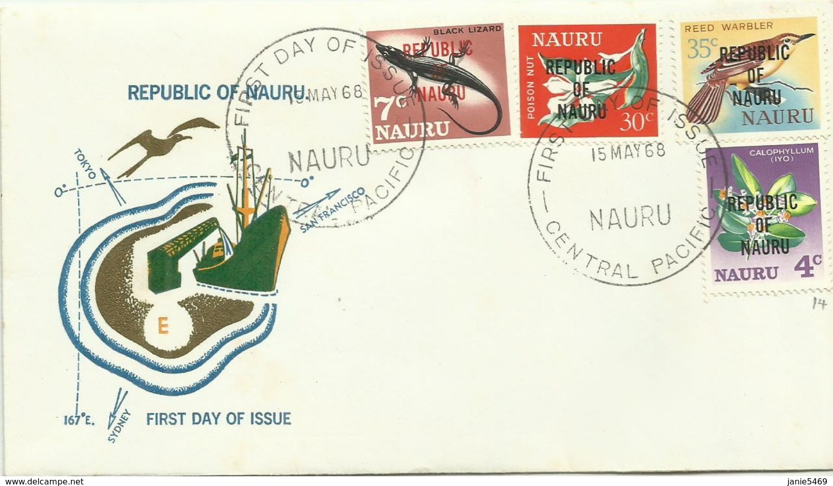 Nauru 1968 Definitives ,4c,7c 30c,35c FDC - Nauru