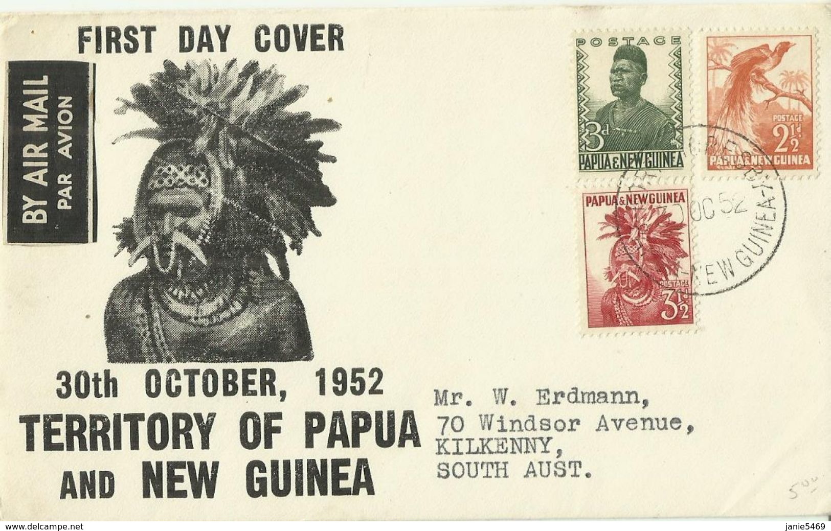 Papua New Guinea 1952 Definitives 2.5d And 3d And 3.5d First Day Cover - Papouasie-Nouvelle-Guinée