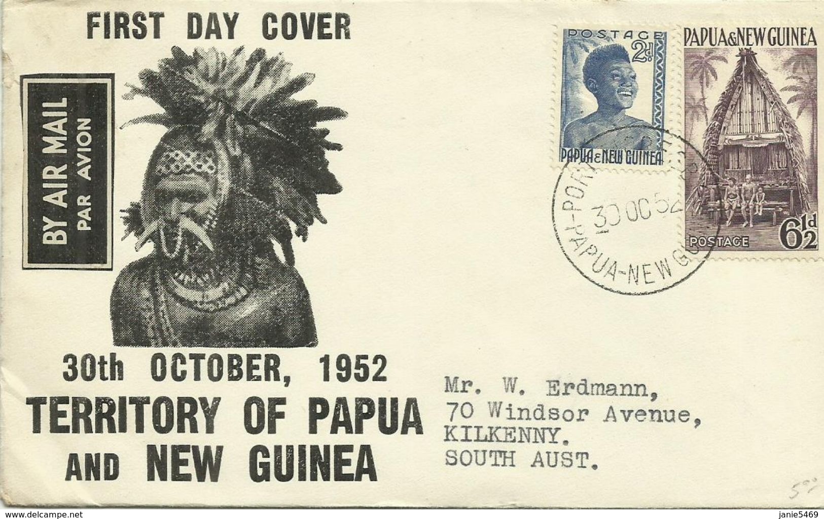 Papua New Guinea 1952 Definitives 6.5d And 2d  First Day Cover - Papouasie-Nouvelle-Guinée