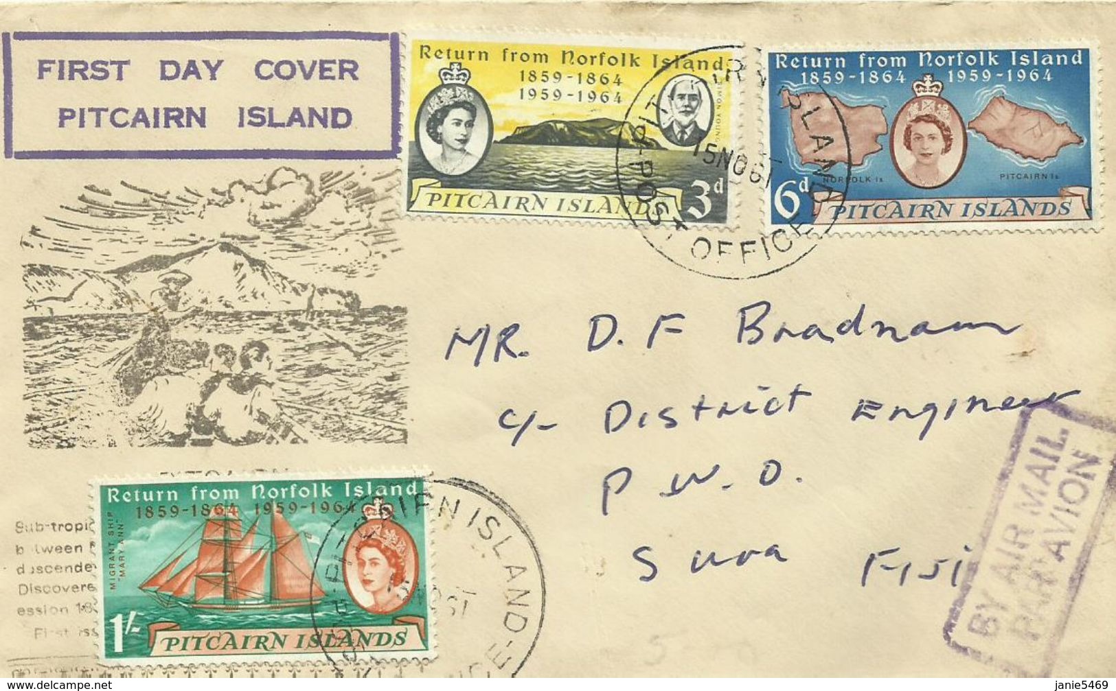 Pitcairn Islands 1964 Return From Truk Addressed  FDC - Pitcairn