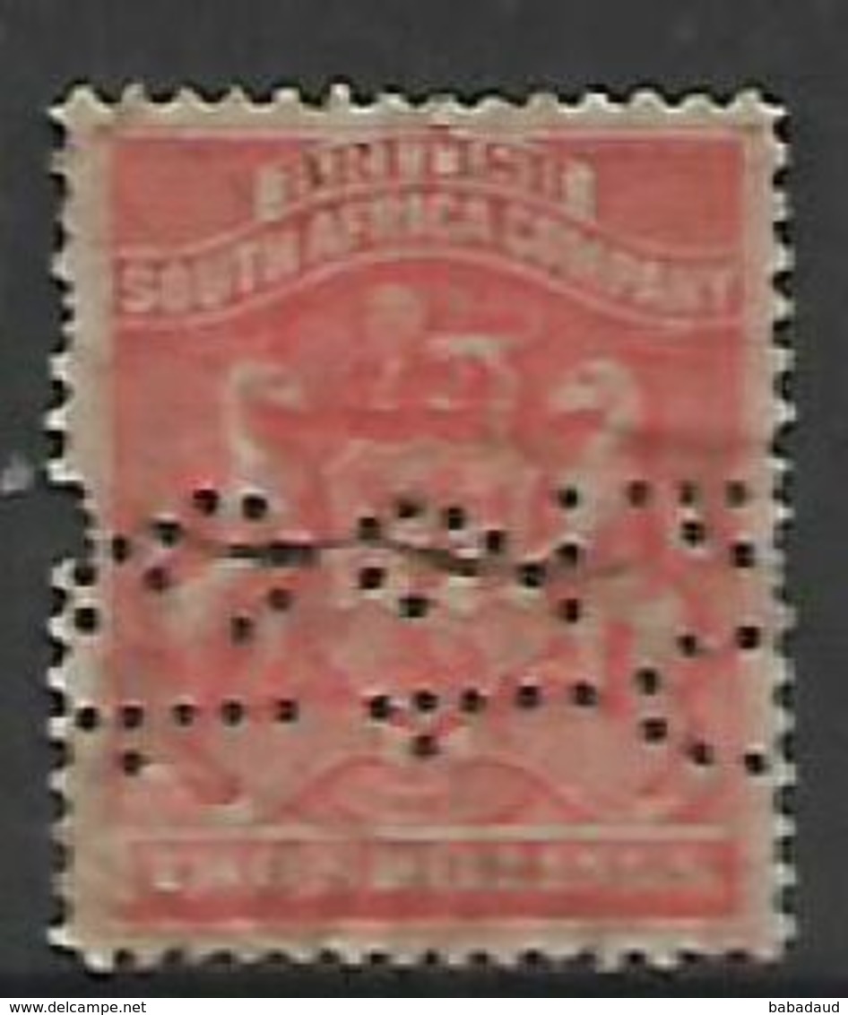 Southern  Rhodesia / BSACo, 1892, 2d Vermillion, Fiscal Used, Perfin 13.12.07 - Southern Rhodesia (...-1964)