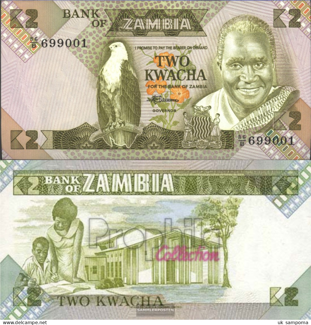 Sambia 24c Uncirculated 1986 2 Kwacha Eagles - Zambia