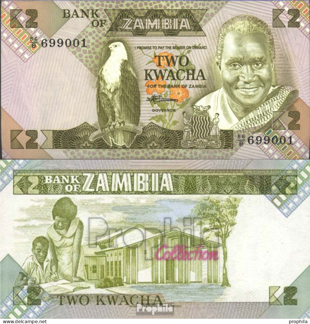 Sambia 24c Bankfrisch 1986 2 Kwacha - Sambia