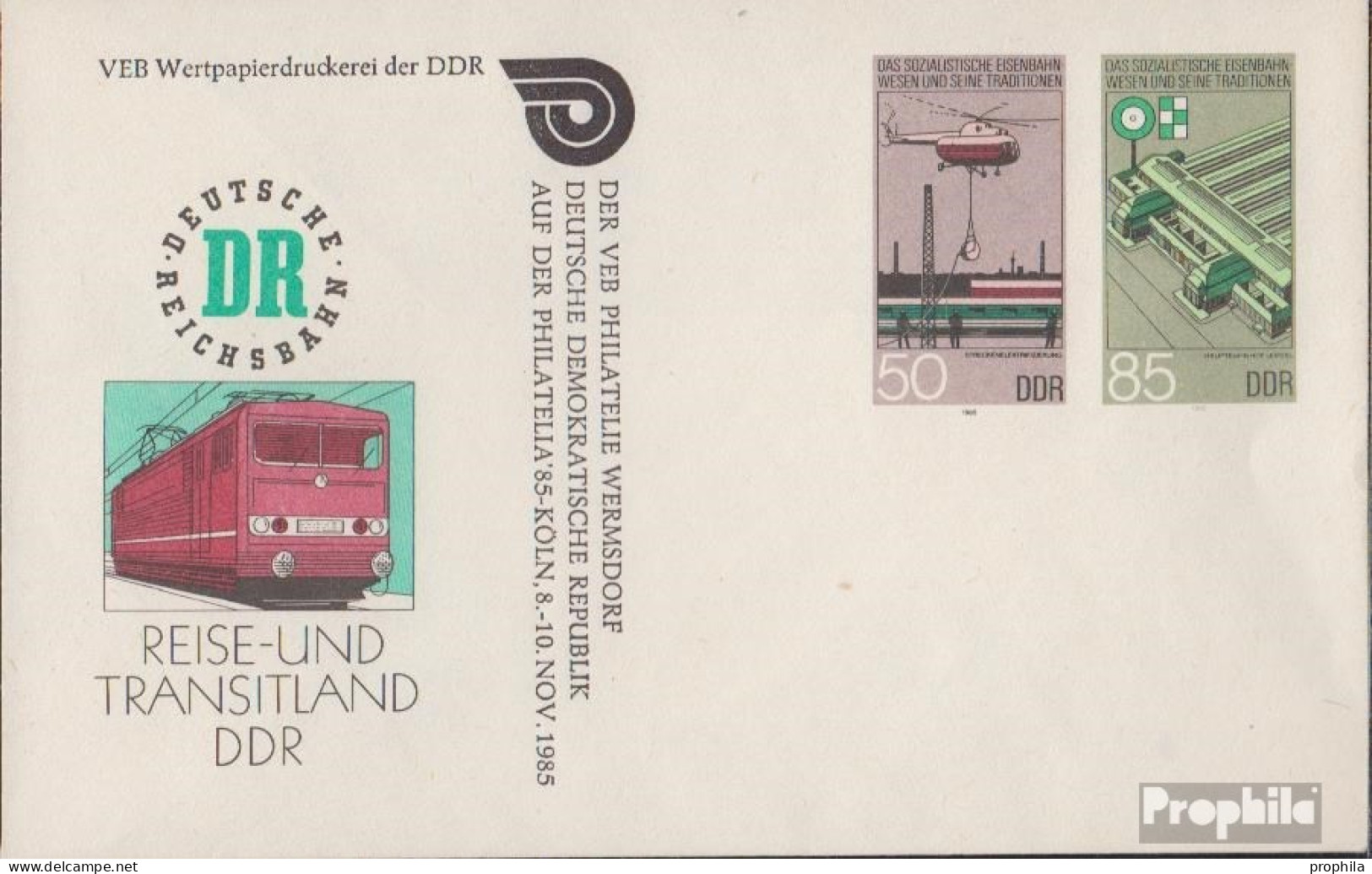 DDR U3 Amtlicher Umschlag Ungebraucht 1985 Eisenbahnwesen - Sobres - Nuevos