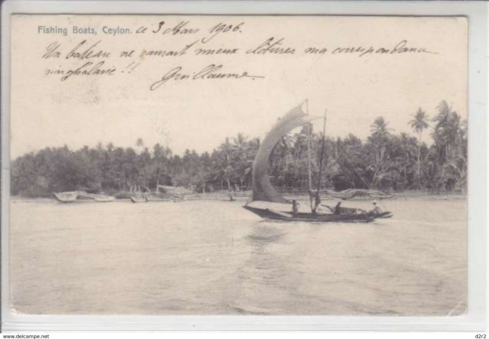 CEYLON - FISHING BOATS - 3.03.1906 - VOILIERS - POUR LA SUISSE ! - Sri Lanka (Ceylon)