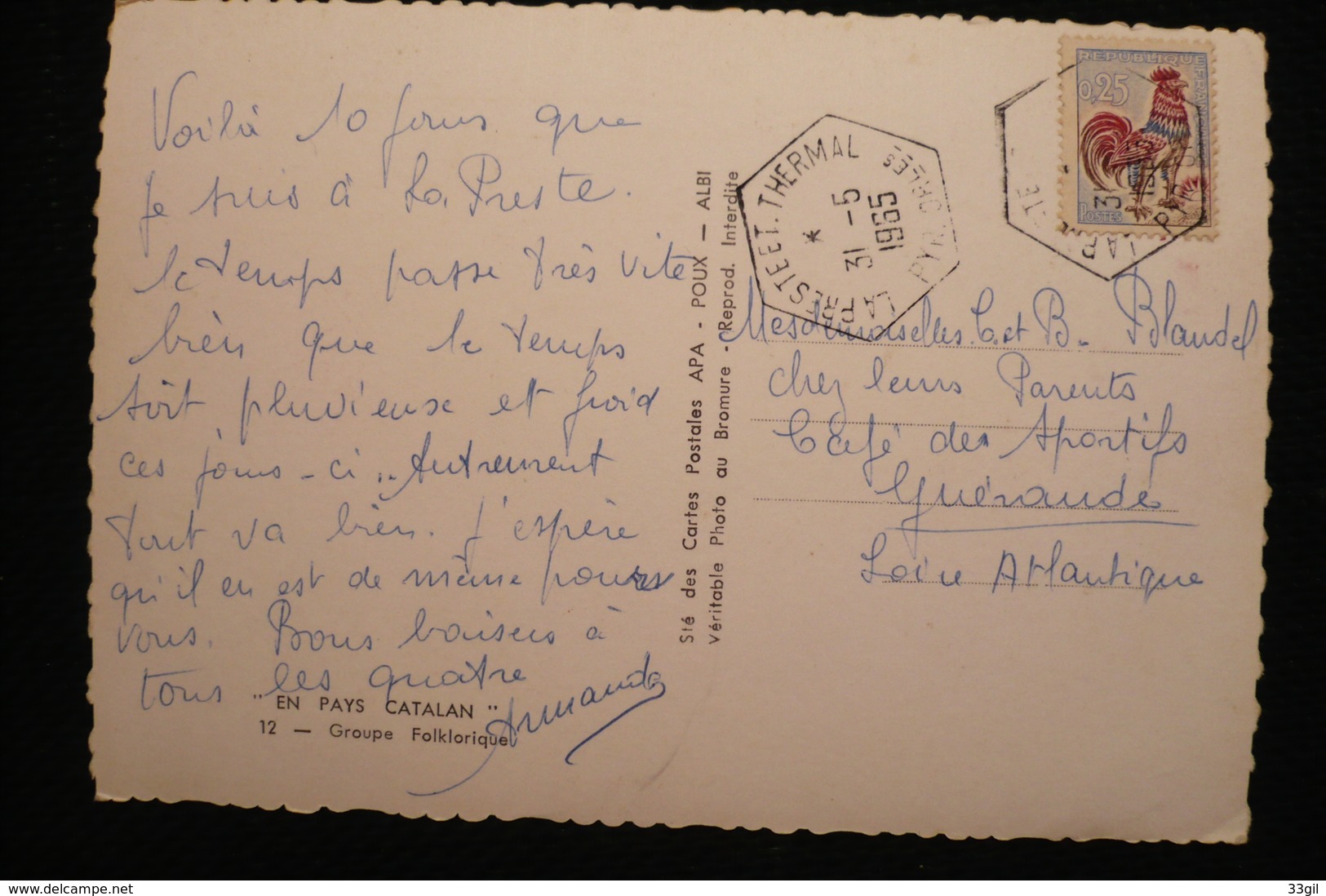 CP Cachet La Preste Ets Thermal Sur Coq  31/5/65 - Manual Postmarks