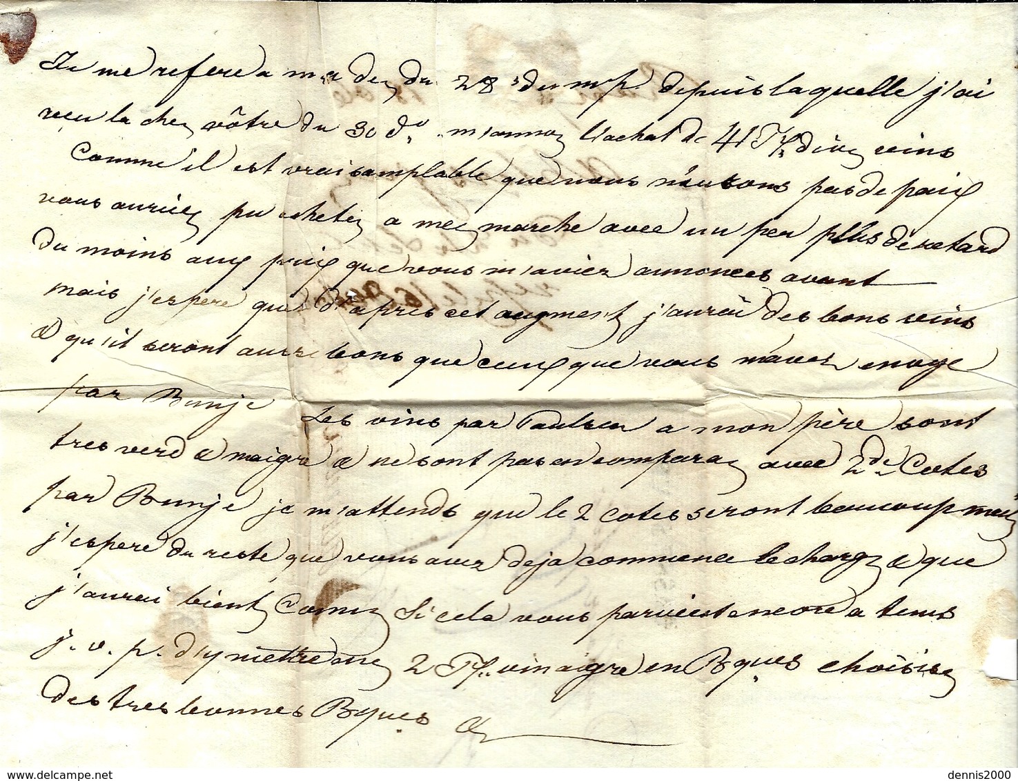 1806- Letter From Germany To Bordeaux ( France ) " Fco Hamburg "  Entr. " BASSE. SAXE  " 32 Mm Black  -rating 19 D - ...-1851 Prefilatelia