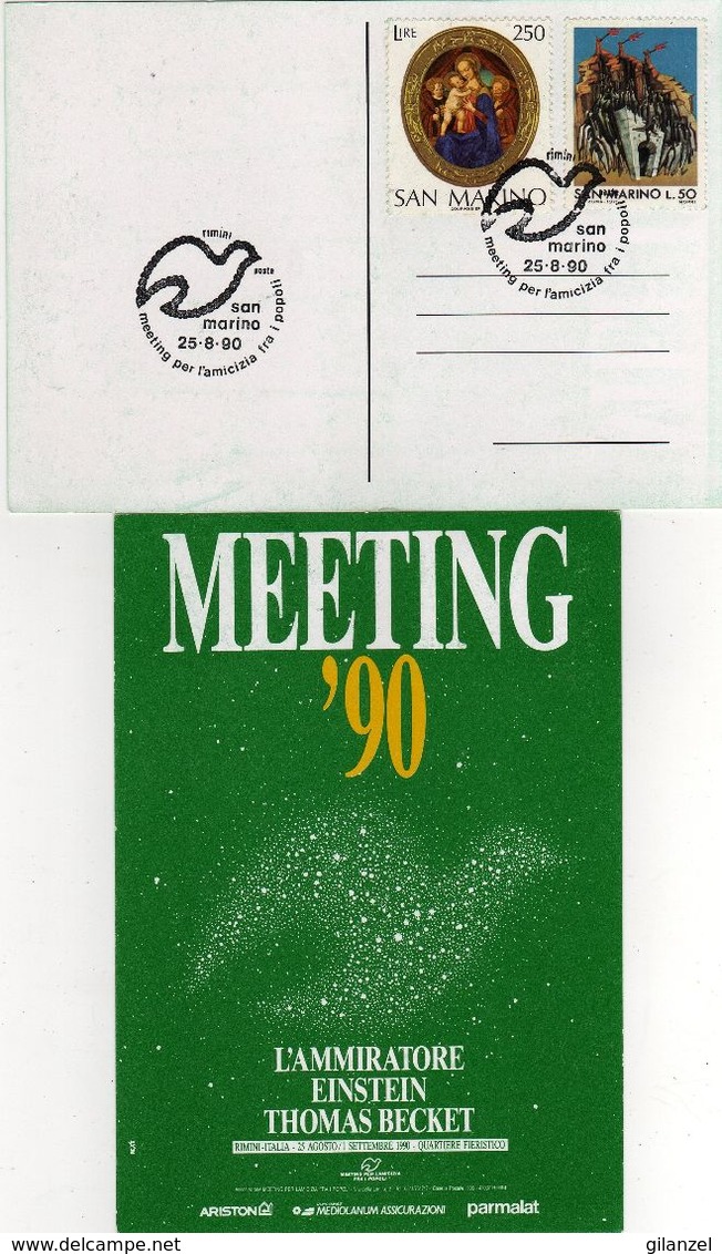 San Marino 1990 Meeting Per L'amicizia Fra I Popoli Rimini Annullo Cartolina Dedicata - Altri & Non Classificati